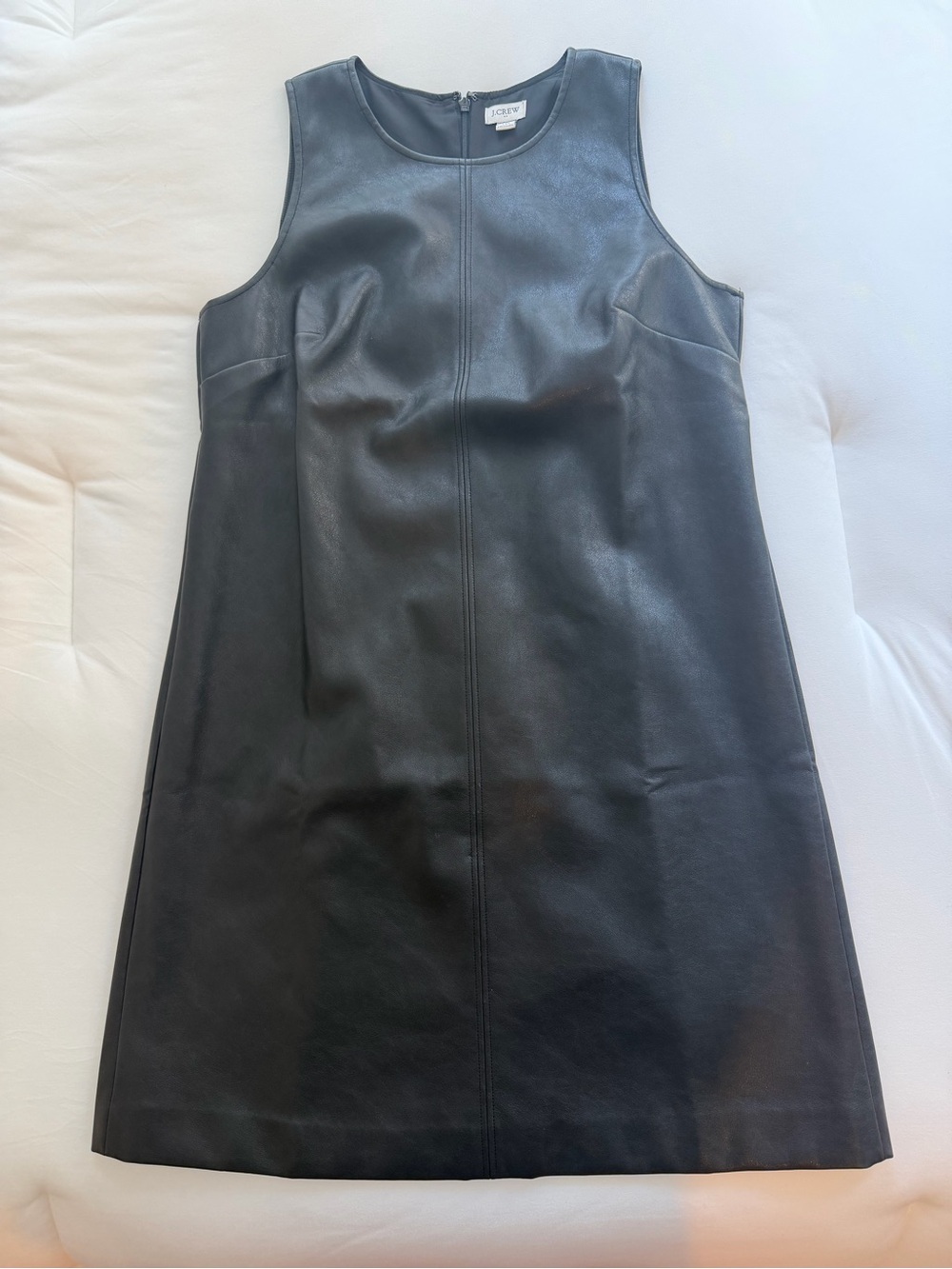 J. Crew Black Faux-Leather Sleeveless Shift Dress